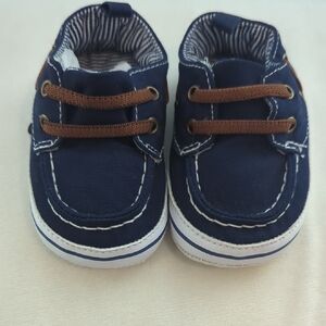 Carter's Blue and Brown Baby Boat Shoes. 6-9 Months
